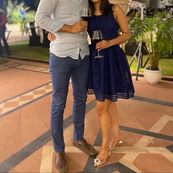 AQUA blue fit and flare dress - Picture 2 of 2